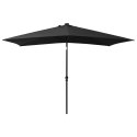 VidaXL Parasol ogrodowy z LED i stalowym słupkiem, czarny, 2x3 m