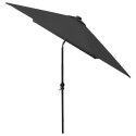 VidaXL Parasol ogrodowy z LED i stalowym słupkiem, czarny, 2x3 m