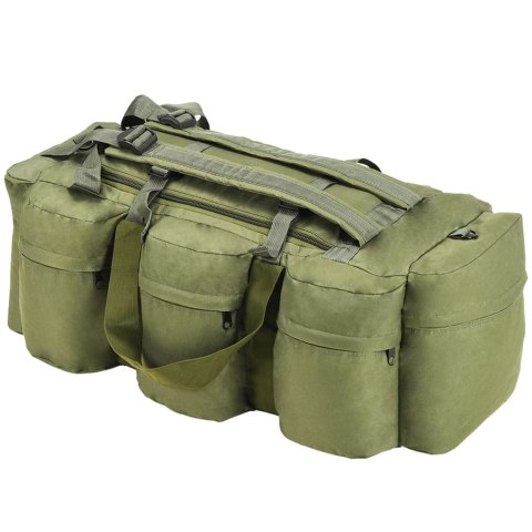 VidaXL Torba wojskowa 3-w-1, worek w stylu militarnym, 90 L, oliwkowa