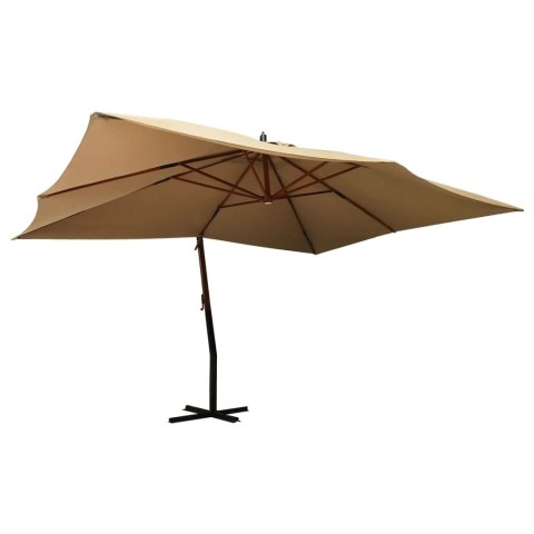 VidaXL Wiszący parasol z drewnianym słupkiem, 400x300 cm, taupe