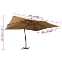 VidaXL Wiszący parasol z drewnianym słupkiem, 400x300 cm, taupe