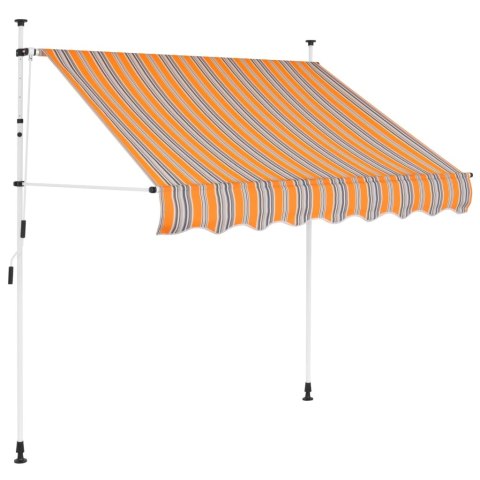 VidaXL Markiza zwijana ręcznie, 200 cm, żółto-niebieskie pasy