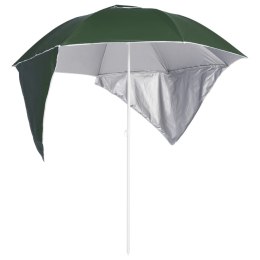 VidaXL Parasol plażowy ze ściankami bocznymi, zielony, 215 cm