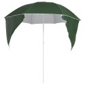 VidaXL Parasol plażowy ze ściankami bocznymi, zielony, 215 cm