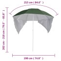 VidaXL Parasol plażowy ze ściankami bocznymi, zielony, 215 cm