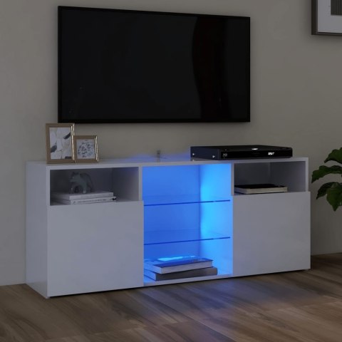 VidaXL Szafka TV z oświetleniem LED, biała, połysk, 120x30x50 cm