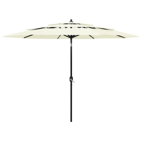 VidaXL 3-poziomowy parasol na aluminiowym słupku, piaskowy, 3 m