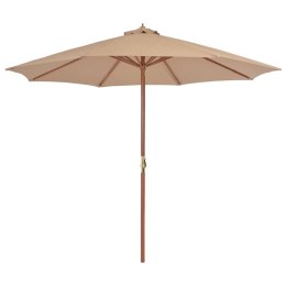 VidaXL Parasol ogrodowy na drewnianym słupku, 300 cm, taupe