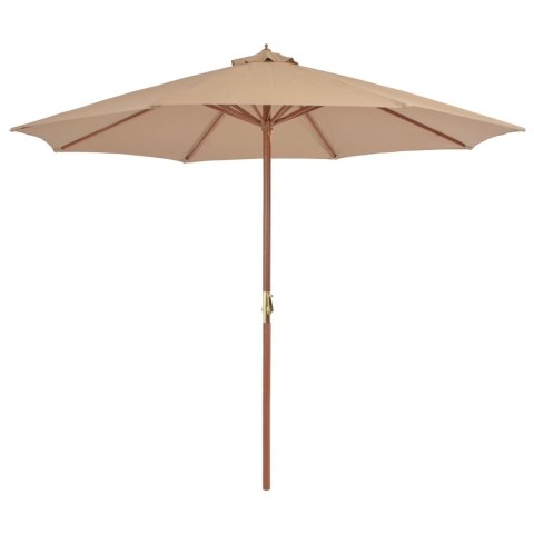 VidaXL Parasol ogrodowy na drewnianym słupku, 300 cm, taupe