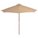 VidaXL Parasol ogrodowy na drewnianym słupku, 300 cm, taupe