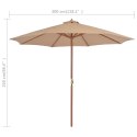 VidaXL Parasol ogrodowy na drewnianym słupku, 300 cm, taupe