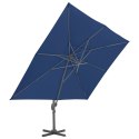 VidaXL Parasol wiszący z aluminiowym słupkiem, 4x3 m, błękit lazur