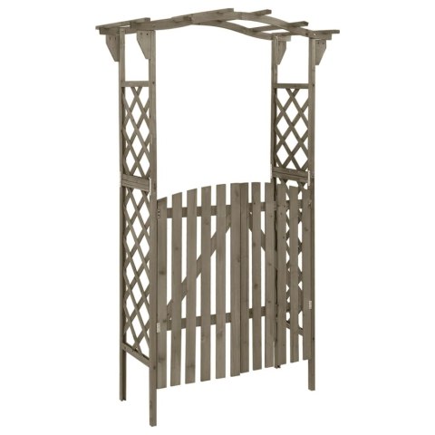 VidaXL Pergola z furtką, 116x40x204 cm, szara, lite drewno jodłowe