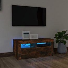 VidaXL Szafka pod TV z oświetleniem LED, przydymiony dąb, 90x35x40 cm