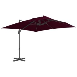 VidaXL Parasol wiszący z aluminiowym słupkiem, 300x300 cm, bordowy