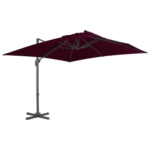 VidaXL Parasol wiszący na aluminiowym słupku, bordowy, 300x300 cm