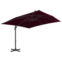 VidaXL Parasol wiszący z aluminiowym słupkiem, 300x300 cm, bordowy