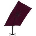 VidaXL Parasol wiszący na aluminiowym słupku, bordowy, 300x300 cm