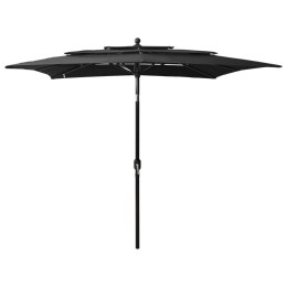 VidaXL 3-poziomowy parasol na aluminiowym słupku, czarny, 2,5x2,5 m