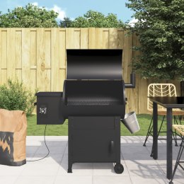 VidaXL Grill na pellet z kominem, czarny, 104 cm, żelazo