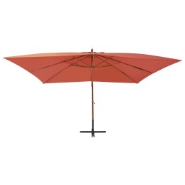 VidaXL Wiszący parasol z drewnianym słupkiem, 400x300 cm, terakotowy