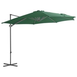 VidaXL Parasol wiszący ze stalowym słupkiem, 300 cm, zielony