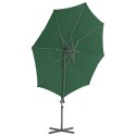 VidaXL Parasol wiszący ze stalowym słupkiem, 300 cm, zielony