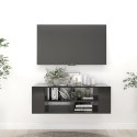 VidaXL Wisząca szafka pod TV, czarna, wysoki połysk, 102x35x35 cm