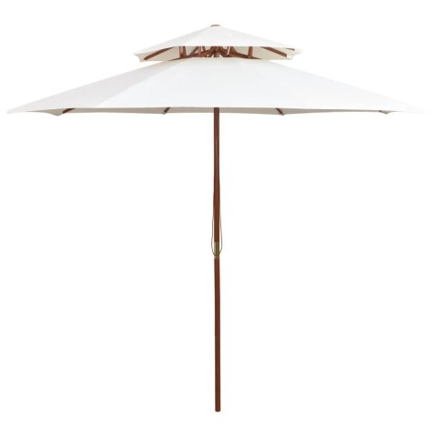 VidaXL Parasol z podwójnym daszkiem, 270x270 cm drewno, kremowy