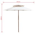 VidaXL Parasol z podwójnym daszkiem, 270x270 cm drewno, kremowy