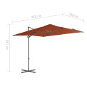 VidaXL Parasol wiszący ze stalowym słupkiem, 250x250 cm, terakota