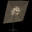 VidaXL Wiszący parasol z LED, kolor taupe, 400x300 cm