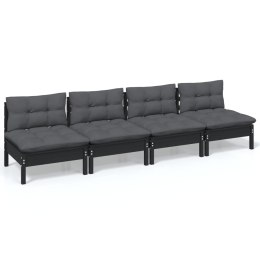 VidaXL 4-osobowa sofa ogrodowa z antracytowymi poduszkami, sosnowa