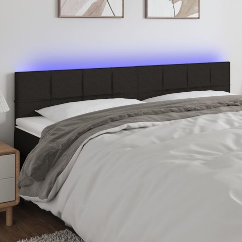 VidaXL Zagłówek do łóżka z LED, czarny, 180x5x78/88 cm, tkanina