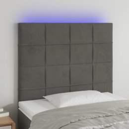 VidaXL Zagłówek do łóżka z LED, ciemnoszary, 90x5x118/128 cm, aksamit