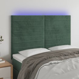 VidaXL Zagłówek do łóżka z LED, ciemnozielony, 144x5x118/128 cm