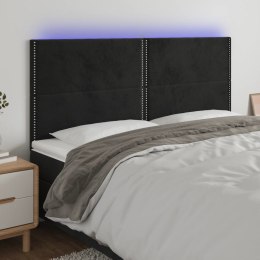 VidaXL Zagłówek do łóżka z LED, czarny, 180x5x118/128 cm, aksamit