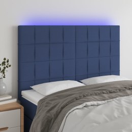 VidaXL Zagłówek do łóżka z LED, niebieski, 144x5x118/128 cm, tkanina