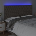 VidaXL Zagłówek do łóżka z LED, taupe, 180x7x118/128 cm, tkanina