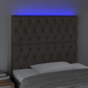 VidaXL Zagłówek do łóżka z LED, taupe, 90x7x118/128 cm, tkanina