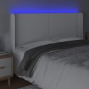 VidaXL Zagłówek do łóżka z LED, biały, 183x16x118/128cm sztuczna skóra