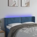 VidaXL Zagłówek do łóżka z LED ciemnoniebieski 147x16x78/88 cm aksamit