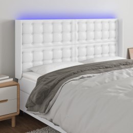 VidaXL Zagłówek do łóżka z LED, biały, 183x16x118/128cm sztuczna skóra