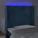 VidaXL Zagłówek do łóżka z LED ciemnoniebieski 93x16x118/128cm aksamit