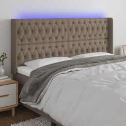 VidaXL Zagłówek do łóżka z LED, taupe, 183x16x118/128 cm, tkanina