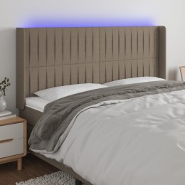 VidaXL Zagłówek do łóżka z LED, taupe, 203x16x118/128 cm, tkanina