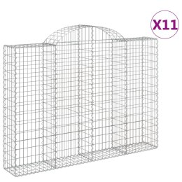 VidaXL Kosze gabionowe, 11 szt, 200x30x140/160cm, galwanizowane żelazo