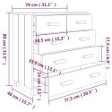 VidaXL Komoda HAMAR, biała, 79x40x80 cm, lite drewno sosnowe