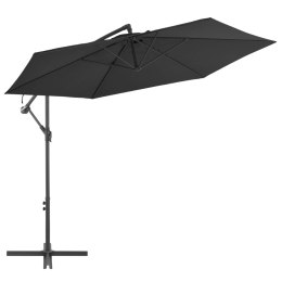 VidaXL Parasol wiszący z aluminiowym słupkiem, 300 cm, czarny