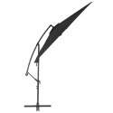 VidaXL Parasol wiszący z aluminiowym słupkiem, 300 cm, czarny